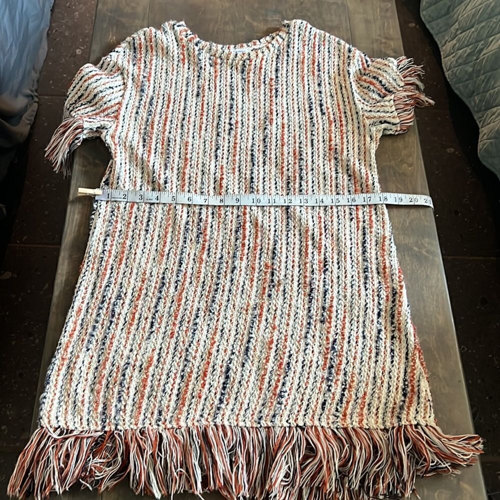 Textured Fringe Shift Dress in Pink Multi - Picture 11 of 12